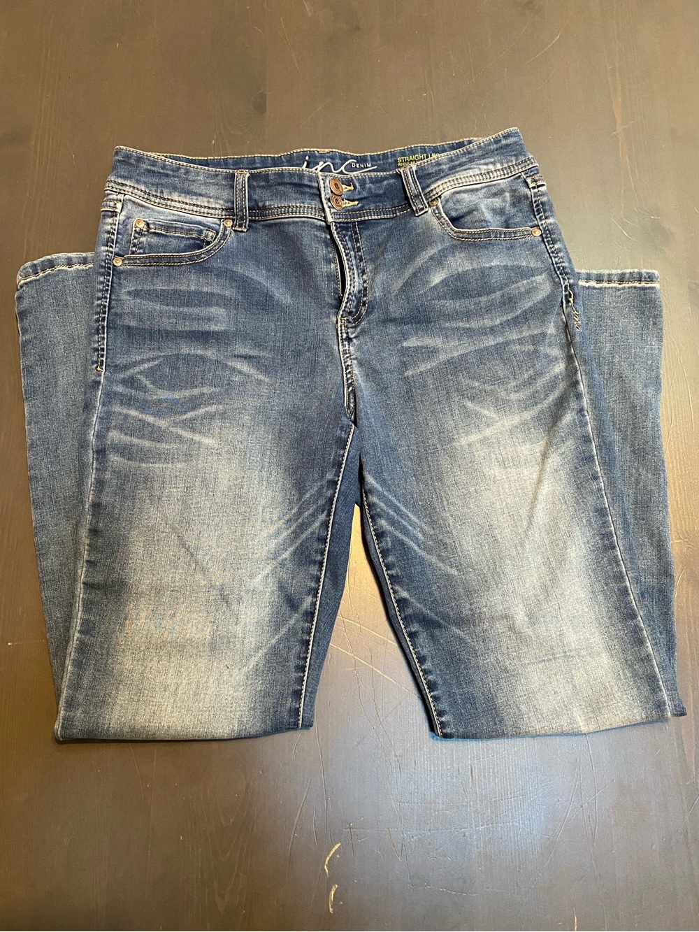 INC International Concepts Denim Straight Leg Regular Fit Jeans Women 12P